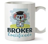 MUGFFINS Tazas para BROKER hombre - En Español - Koalificado/koalificada - 11 oz / 330 ml - Regalo original y divertido