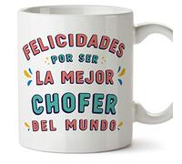 MUGFFINS Tazas para CHOFER mujer - En Español - Felicidades por ser el mejor - 11 oz / 330 ml - Regalo original y divertido