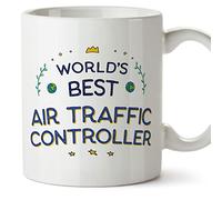 MUGFFINS Tazas para CONTROLADORA AÉREA - En Inglés - World's Best - 11 oz / 330 ml - Regalo original y divertido