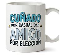 MUGFFINS Tazas para CUÑADO - En Español - Por Casuaildad Amigo Por Elección - 11 oz / 330 ml - Regalo original y divertido