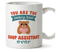 MUGFFINS Tazas para DEPENDIENTA DE SUPERMERCADO - En Inglés - You Are the Beary Best - 11 oz / 330 ml - Regalo original y divertido