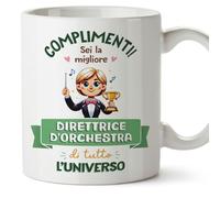 MUGFFINS Tazas para DIRECTORA DE ORQUESTA mujer - En Italiano - Miglior Universo Trofeo - 11 oz / 330 ml - Regalo original y divertido