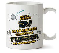 MUGFFINS Tazas para DJ mujer - En Español - Mejor de la Galaxia Cuando Fuerza me Acompaña - 11 oz / 330 ml - Regalo original y divertido
