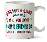 MUGFFINS Tazas para EMPRENDEDOR hombre - En Español - Felicidades por ser el mejor - 11 oz / 330 ml - Regalo original y divertido