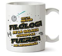 MUGFFINS Tazas para FILÓLOGA mujer - En Español - Mejor de la Galaxia Cuando Fuerza me Acompaña - 11 oz / 330 ml - Regalo original y divertido