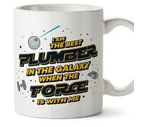 MUGFFINS Tazas para FONTANERA - En Inglés - Best in The Galaxy The Force is With Me - 11 oz / 330 ml - Regalo original y divertido