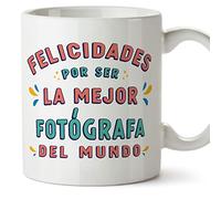 MUGFFINS Tazas para FOTÓGRAFA mujer - En Español - Felicidades por ser el mejor - 11 oz / 330 ml - Regalo original y divertido