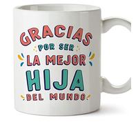 MUGFFINS Tazas para HIJA - En Español - Gracias por ser el mejor - 11 oz / 330 ml - Regalo original y divertido