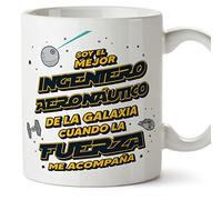 MUGFFINS Tazas para INGENIERO AERONÁUTICO hombre - En Español - Mejor de la Galaxia Cuando Fuerza me Acompaña - 11 oz / 330 ml - Regalo original y divertido