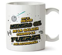 MUGFFINS Tazas para INGENIERO CIVIL hombre - En Español - Mejor de la Galaxia Cuando Fuerza me Acompaña - 11 oz / 330 ml - Regalo original y divertido