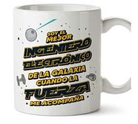 MUGFFINS Tazas para INGENIERO ELECTRÓNICO hombre - En Español - Mejor de la Galaxia Cuando Fuerza me Acompaña - 11 oz / 330 ml - Regalo original y divertido