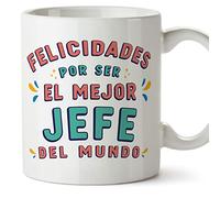 MUGFFINS Tazas para JEFE hombre - En Español - Felicidades por ser el mejor - 11 oz / 330 ml - Regalo original y divertido