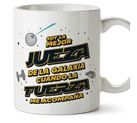 MUGFFINS Tazas para JUEZA mujer - En Español - Mejor de la Galaxia Cuando Fuerza me Acompaña - 11 oz / 330 ml - Regalo original y divertido