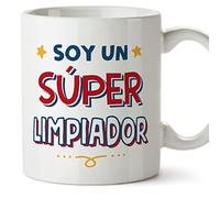 MUGFFINS Tazas para LIMPIADOR hombre - En Español - Soy Súper - 11 oz / 330 ml - Regalo original y divertido