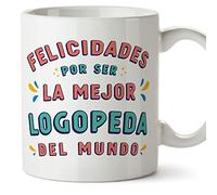 MUGFFINS Tazas para LOGOPEDA mujer - En Español - Felicidades por ser el mejor - 11 oz / 330 ml - Regalo original y divertido