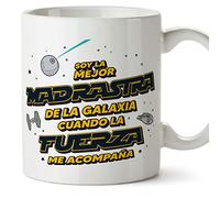 MUGFFINS Tazas para MADRASTRA - En Español - Mejor Familia Galaxia cuando Fuerza Acompaña - 11 oz / 330 ml - Regalo original y divertido