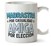 MUGFFINS Tazas para MADRASTRA - En Español - Por Casuaildad Amigo Por Elección - 11 oz / 330 ml - Regalo original y divertido