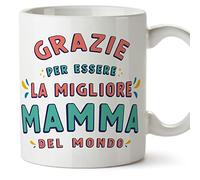 MUGFFINS Tazas para MADRE/MAMÁ - En Italiano - Grazie per essere il miglior - 11 oz / 330 ml - Regalo original y divertido