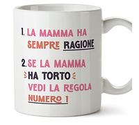 MUGFFINS Tazas para MADRE/MAMÁ - En Italiano - Regole della mamma - 11 oz / 330 ml - Regalo original y divertido