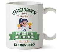 MUGFFINS Tazas para MAESTRA DE KARATE mujer - En Español - Mejor Universo Trofeo - 11 oz / 330 ml - Regalo original y divertido