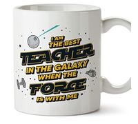 MUGFFINS Tazas para MAESTRA - En Inglés - Best in The Galaxy The Force is With Me - 11 oz / 330 ml - Regalo original y divertido