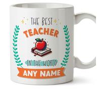 MUGFFINS Tazas para MAESTRA - En Inglés - World's Best - With doodle - 11 oz / 330 ml - Regalo original y divertido