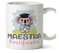 MUGFFINS Tazas para MAESTRA mujer - En Español - Koalificado/koalificada - 11 oz / 330 ml - Regalo original y divertido
