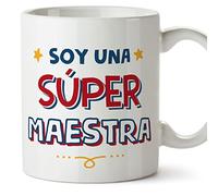 MUGFFINS Tazas para MAESTRA mujer - En Español - Soy Súper - 11 oz / 330 ml - Regalo original y divertido