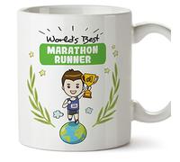 MUGFFINS Tazas para MARATONISTA hombre - En Inglés - World's Best - 11 oz / 330 ml - Regalo original y divertido
