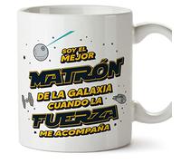 MUGFFINS Tazas para MATRONA hombre - En Español - Mejor de la Galaxia Cuando Fuerza me Acompaña - 11 oz / 330 ml - Regalo original y divertido