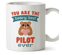 MUGFFINS Tazas para PILOTO DE AVIÓN - En Inglés - You Are the Beary Best - 11 oz / 330 ml - Regalo original y divertido