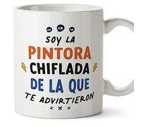 MUGFFINS Tazas para PINTORA mujer - En Español - Todos te advirtieron - 11 oz / 330 ml - Regalo original y divertido