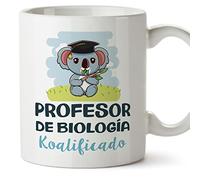 MUGFFINS Tazas para PROFESOR DE BIOLOGÍA hombre - En Español - Koalificado/koalificada - 11 oz / 330 ml - Regalo original y divertido