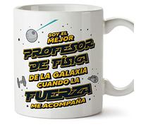 MUGFFINS Tazas para PROFESOR DE FÍSICA hombre - En Español - Mejor de la Galaxia Cuando Fuerza me Acompaña - 11 oz / 330 ml - Regalo original y divertido