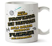 MUGFFINS Tazas para PROFESOR DE HISTORIA hombre - En Español - Mejor de la Galaxia Cuando Fuerza me Acompaña - 11 oz / 330 ml - Regalo original y divertido