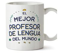 MUGFFINS Tazas para PROFESOR DE LENGUA hombre - En Español - Mejor del Mundo - 11 oz / 330 ml - Regalo original y divertido