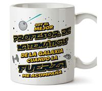 MUGFFINS Tazas para PROFESOR DE MATEMATICAS hombre - En Español - Mejor de la Galaxia Cuando Fuerza me Acompaña - 11 oz / 330 ml - Regalo original y divertido