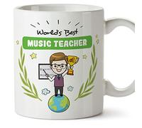 MUGFFINS Tazas para PROFESOR DE MÚSICA hombre - En Inglés - World's Best - 11 oz / 330 ml - Regalo original y divertido