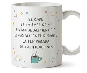 MUGFFINS Tazas para PROFESOR - En Español - Café base alimentación - 11 oz / 330 ml - Regalo original y divertido
