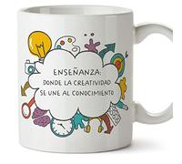 MUGFFINS Tazas para PROFESOR - En Español - Creatividad y conocimiento - 11 oz / 330 ml - Regalo original y divertido