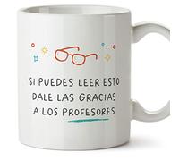 MUGFFINS Tazas para PROFESOR - En Español - Leer gracias profesores - 11 oz / 330 ml - Regalo original y divertido