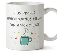MUGFFINS Tazas para PROFESOR - En Español - Profes amor y café - 11 oz / 330 ml - Regalo original y divertido