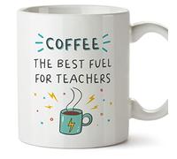 MUGFFINS Tazas para PROFESOR - En Inglés - Best fuel for teachers - 11 oz / 330 ml - Regalo original y divertido
