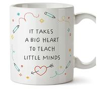 MUGFFINS Tazas para PROFESOR - En Inglés - Big heart little minds - 11 oz / 330 ml - Regalo original y divertido