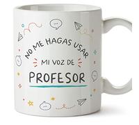 MUGFFINS Tazas para PROFESOR hombre - En Español - Voz de profesor - 11 oz / 330 ml - Regalo original y divertido