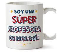 MUGFFINS Tazas para PROFESORA DE BIOLOGÍA mujer - En Español - Soy Súper - 11 oz / 330 ml - Regalo original y divertido