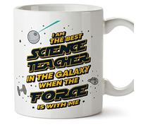 MUGFFINS Tazas para PROFESORA DE CIENCIAS - En Inglés - Best in The Galaxy The Force is With Me - 11 oz / 330 ml - Regalo original y divertido