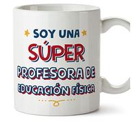 MUGFFINS Tazas para PROFESORA DE EDUCACIÓN FÍSICA mujer - En Español - Soy Súper - 11 oz / 330 ml - Regalo original y divertido