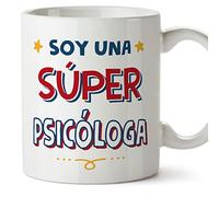 MUGFFINS Tazas para PSICÓLOGA mujer - En Español - Soy Súper - 11 oz / 330 ml - Regalo original y divertido
