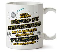 MUGFFINS Tazas para TÉCNICO DE LABORATORIO hombre - En Español - Mejor de la Galaxia Cuando Fuerza me Acompaña - 11 oz / 330 ml - Regalo original y divertido